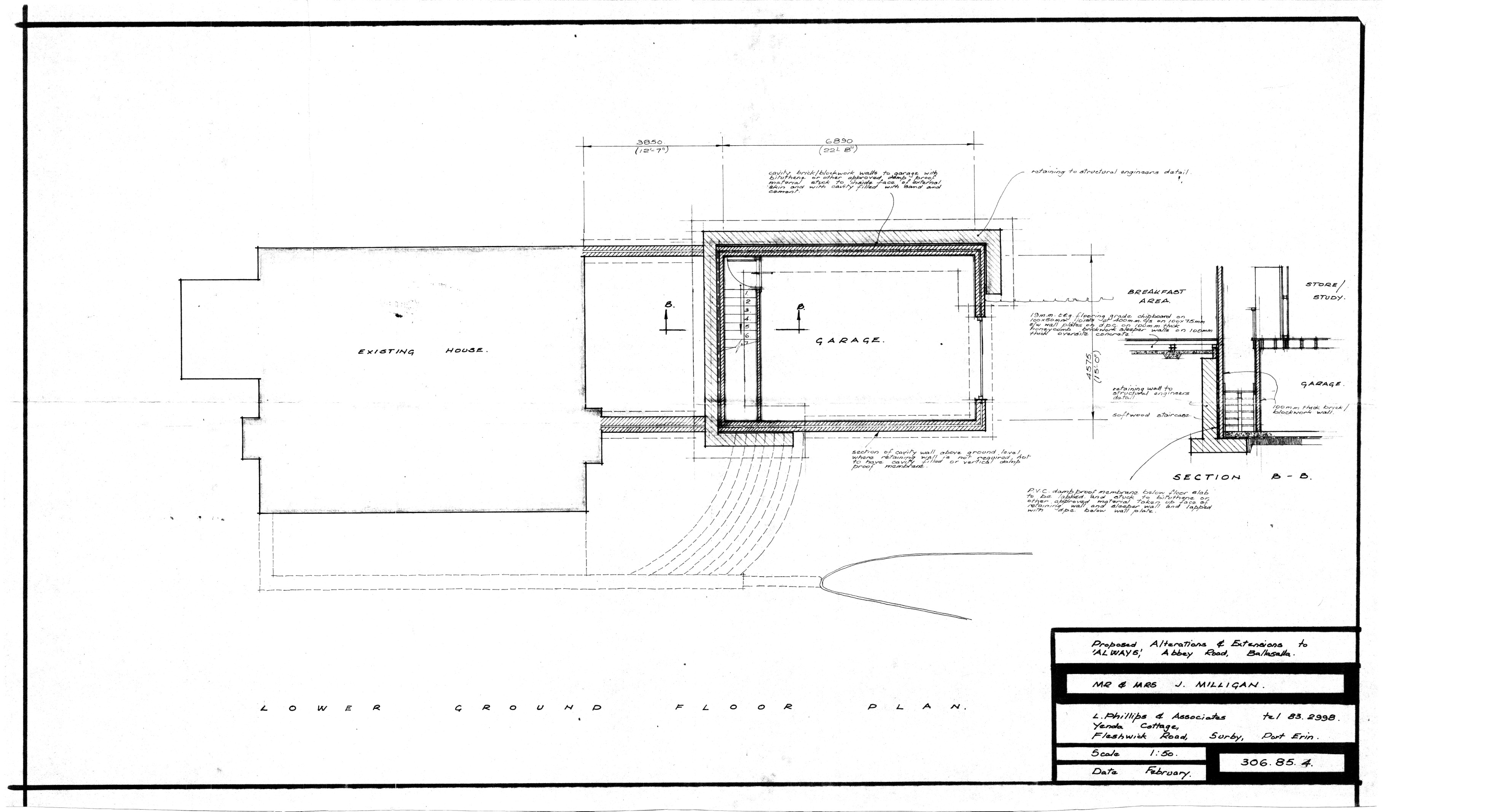 Lower ground floor plan, PA 85/216